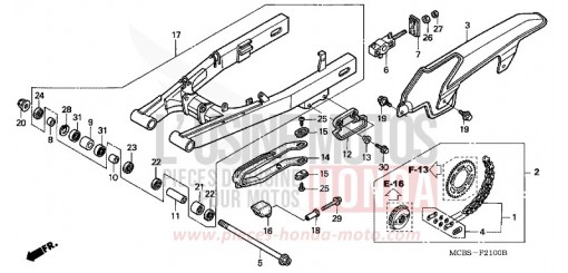 BRAS OSCILLANT/CARTER DE CHAINE XL650V3 de 2003
